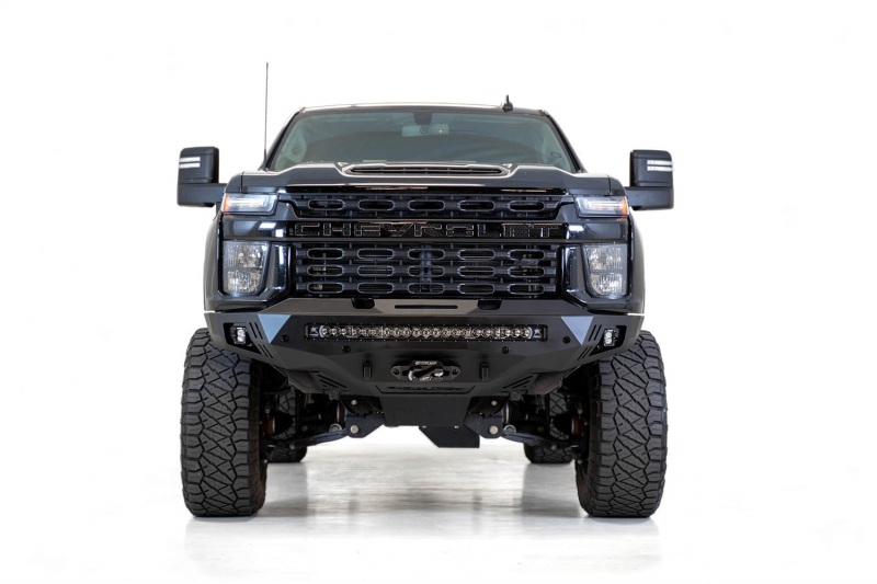 Chevrolet Silverado 2500 Bumper - Front - Addictive Desert Designs - Stealth Fighter - Hammer Black with Satin Black Panels - `20-`27